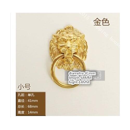 A01 Furniture Handle & Knob antique ion head door Zinc alloy handles delicate gold color rings in hand 4cm