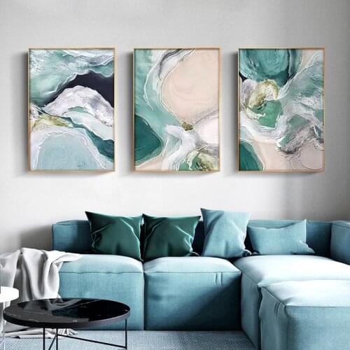 Watercolor abstract oil painting texture Green Canvas Art Paintings For Living Room Bedroom Posters And Prints Wall Poster Decor