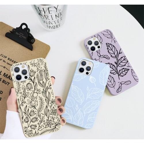 Retro Leaf Line Case For iPhone 12 11 Pro XR XS MAX mini 6 6S 7 8 Plus SE 2020 5 S Soft Silicone Phone Cases Cover Coque Fundas