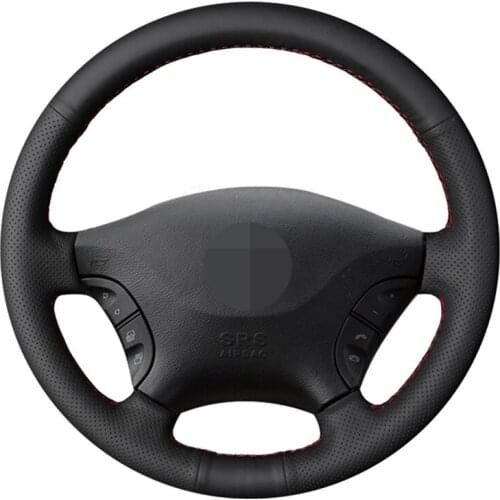 Steering Wheel Cover Hand-Stitched Black Artificial Leather For Mercedes Benz Viano W639 Vito Volkswagen VW Crafter 2006-2016