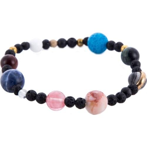 Original Solar System 9 Planets Bracelets For Women Universe Stars Handmade Natural Stones Elastic Astronomy Lucky Bracelet