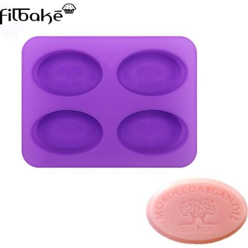 FILBAKE new moldes de silicona 4-hole oval paradise tree soap mold cake decorating moulds baking accessories high quanlity