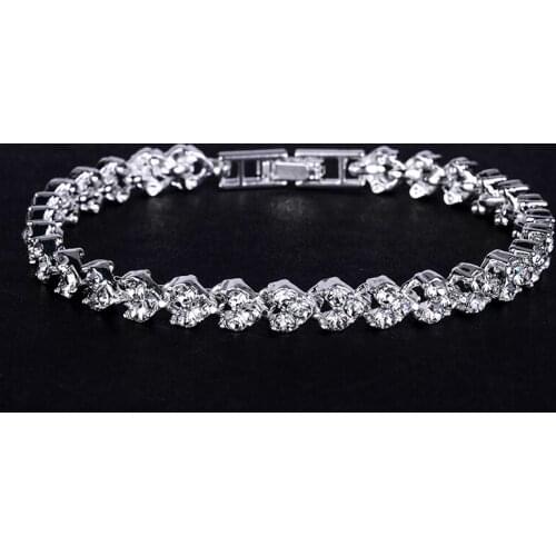 Women Crystal Bracelet Bangle Charm Trendy Shining Rhinestone Luxury Bracelet pulseira feminina Wedding Jewelry Wholesale