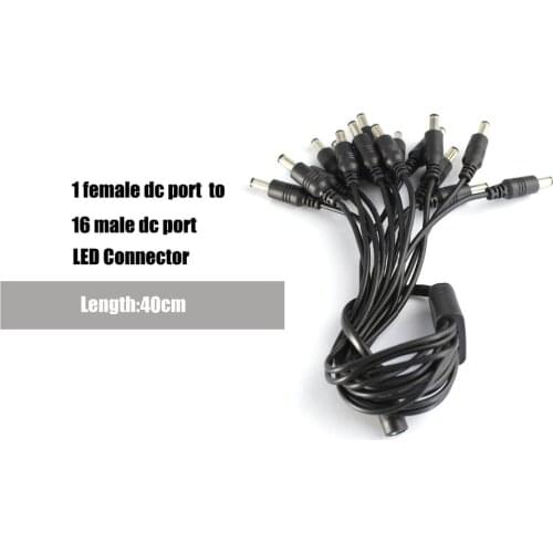 BSOD DC Power Splitter Cable Adapter Connector 100 Pack, 5.5x2.1mm Female 1 to16 Male Plug Jack for LED Strip CCTV Camera
