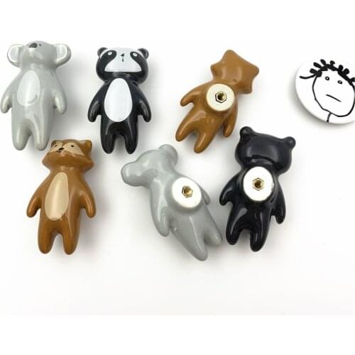 Ceramic Carton Knob Lion King Panda Fox Koala donkey Shaped Children Room Hardware Drawer Cabinet Knobs for Kids/Children