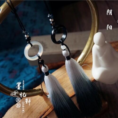 Handmade Chinese vintage natural stone ring tassel bead Pendant for hanfu dress Fan chi-pao cheongsam Pendant Bag packing