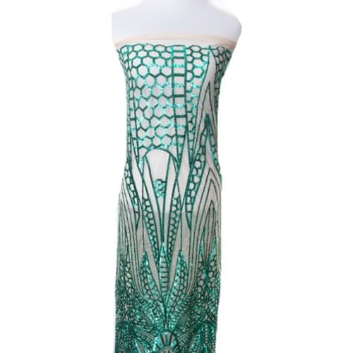 Green Sequin Beaded Lace Fabrics Embroidered Guipure Cord Lace Trim Sewing tissue tecido for Wedding Evening Dress 2yd/C23