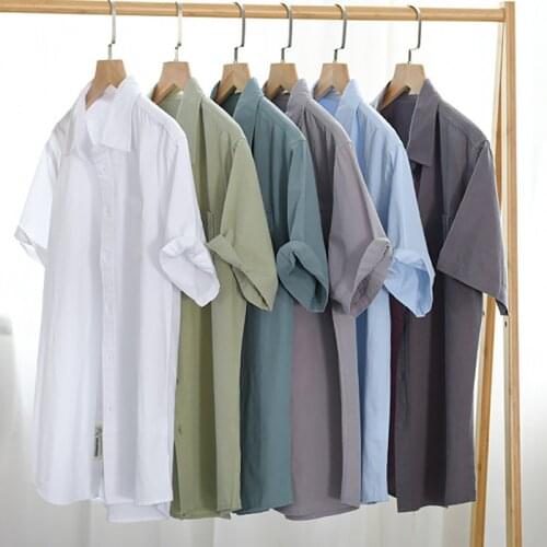 High Quality Mens 100% Cotton Short Sleeve Shirt Japanese Style Business Casual Fashion Top Male Classic Brand Loose Clothes