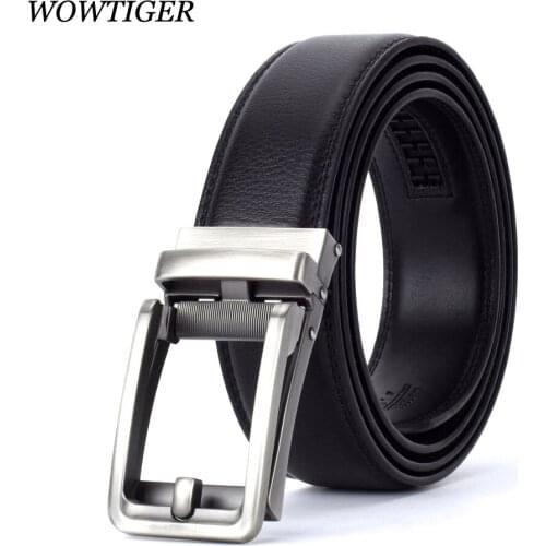 WOWTIGER Mens 3.5cm luxury Designer fashion leather belts for men strap automatic buckle black belt male ceinture homme