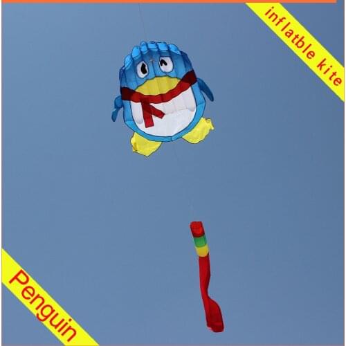 Soft lovely penguin kite with tails for children kids audlts outdoor inflatable flying kite toys free shipping