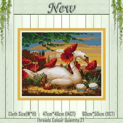 Swans among the flowers home decor painting counted printed on canvas DMC 11CT 14CT kits Cross Stitch embroidery needlework Sets