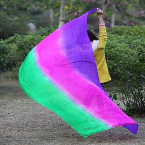 New Arrival 3 colors mixed belly dancing Veils 100% real silk Veils for Dancers or Stage Performance