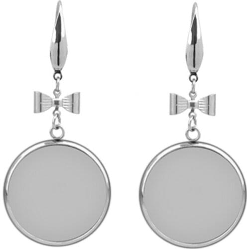 10pcs Stainless Steel Woman Earring Cabochon Base Blank Fit 12 14 16 18 20 25mm Ear Hook DIY Accessories Jewelry Making Findings
