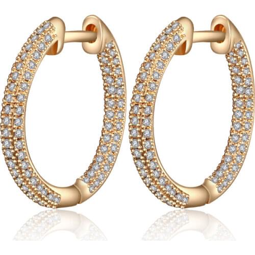 Luxury AAA Cubic Zirconia Hoop Earrings for Women Gold Silver Color CZ Round Circle Earrings Wedding Party Jewelry Vintage Gifts