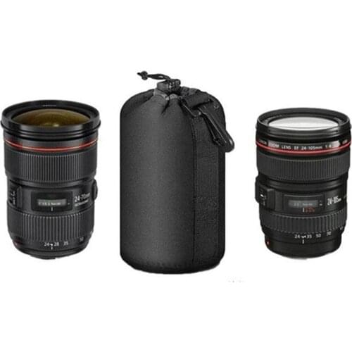 SLR Camera Lens Bag Neoprene Black Lens Case Camera Lens Bag Sleeve Photography Belt Bag