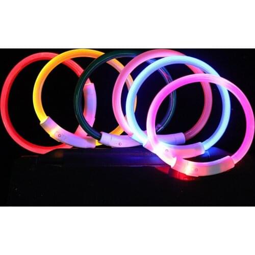Led Usb Dog Collar Pet Dog Collar Night Dog Collars Glowing Luminous Rechargeable LED Night Safety Flashing Glow