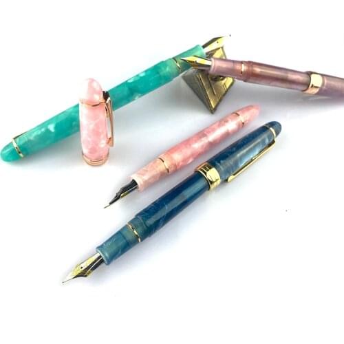 Dark Blue Resin Kaigelu 356 Fountain Pen with Golden Clip EF/F/M Nib Beautiful Colours Ink Pen for Office students Writing Gifts