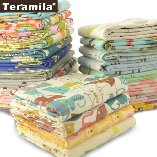 Teramila Telas Por Metro Cartoon Animal Design 100x100cm/pcs 100% Cotton Fabric DIY Patchwork Baby Kids Cloth Craft Tissu Dress