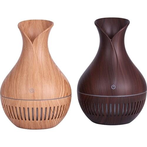 USB Wood Grain Essential Oil Diffuser Ultrasonic Humidifier Household Aroma Diffuser Aromatherapy Mist Maker with LED Cool Mist