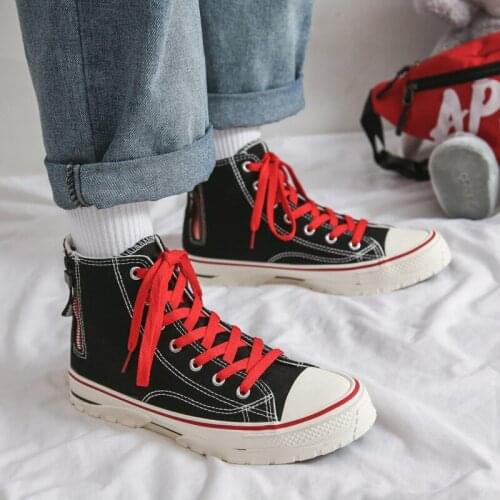 Unisex High-top Canvas Shoes with Side Zipper , Running Shoes , Sport Shoes , Fitness Shoes , Casual Sneaker , Size 35-44
