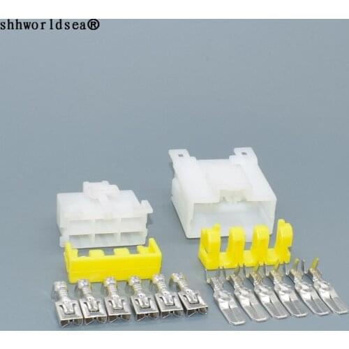 Worldgolden 6 Pin 6.3mm 7122-6060 7123-6060 Female Male 6.3mm Auto Socket Electrical Wiring Cable Connector Plugs