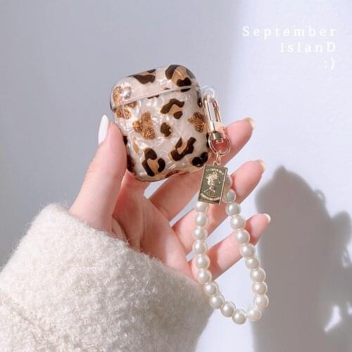 3D Coin pearl bracelet chain Shell Leopard soft Wireless Headset bluetooth case for Apple AirPods 1 2 cover for airpods pro Box