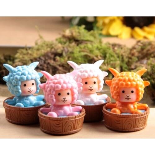 1pcs Action Figure random cute Bathtub lamb DIY 3cm PVC garden microscopic bonsai doll cartoon ornaments Decoration Model anime