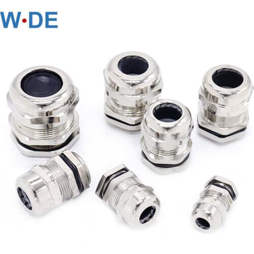 Waterproof Cable Gland Connector IP68 Nickel Plated Brass Metric Cable M8 M10 M12 M14 M16 M18-M36 Fit 18-25mm for 4-8mm Cable