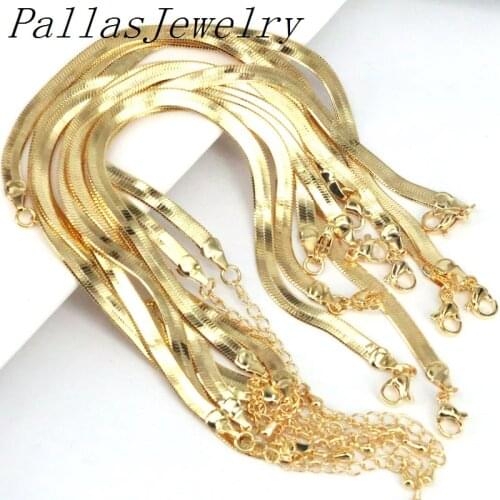 10Pcs Copper Finished Flat Snake Bracelet, Gold Snake Bracelet Chains , DIY Bracelet Making Findings, 3mm/4mm/5mm