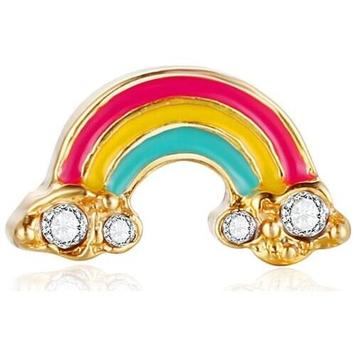 10pcs Gold Color Crystal Accent Rainbow floating charms for living glass locket Watch Bracelet Necklace