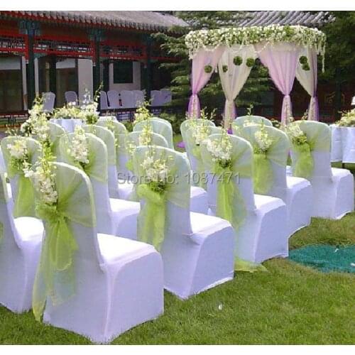 100 pcs 50 pcs 10pcs Wedding Organza Chair Cover Sashes Sash Party Banquet Decor Bow Colours 18.75cm x 280cm