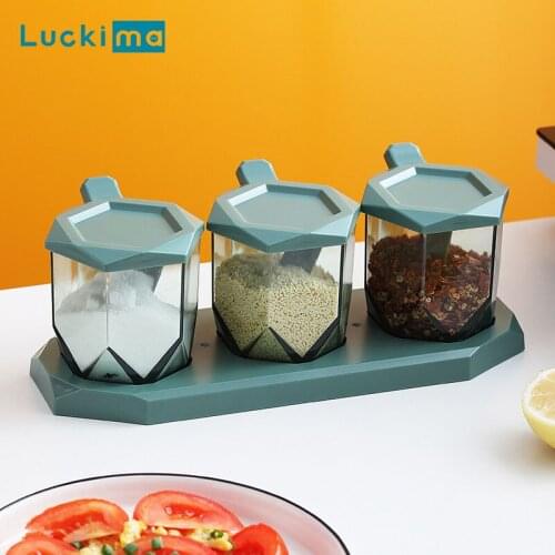 2/3/4Pcs Set Kitchen Storage Box Food Storage Container with Base Tray Sealed Jar Condiment Spice Storage Tank Cooking Cans