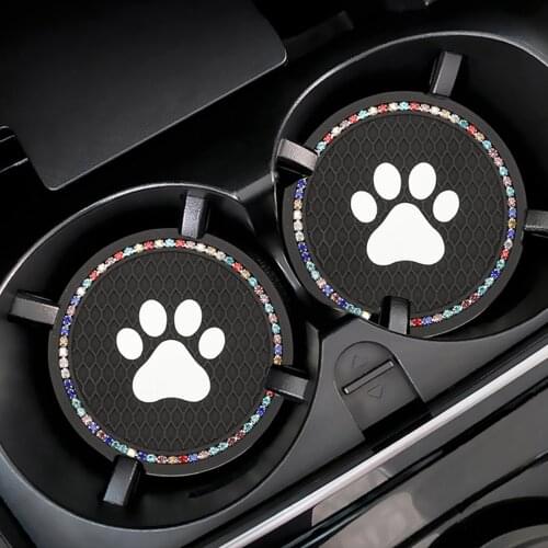 2pcs Car Coaster Water Cup Bottle Holder Diamond Anti-Slip Pad Mat Silica Gel For Interior Decoration Car Accessories