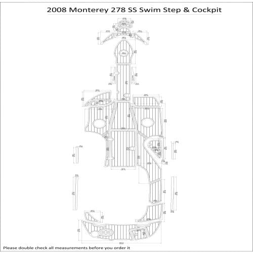 2008 Monterey 278 SS Swim Step & Cockpit Pad Boat EVA Teak Decking 1/4" 6mm
