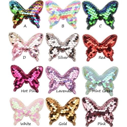 36PCS 2.2inch Embroidered sequins butterfly Boutique girls Hair Accessories for Hairclips Accessories Hair bows