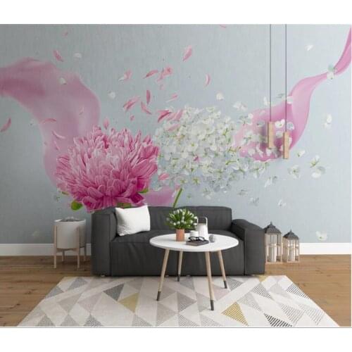 3d photo wallpaper custom mural Modern minimalist pink flowers childrens room home decor 3d wall murals wallpaper for walls 3 d
