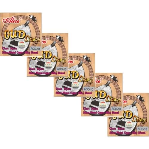 5 Sets Alice AOD-10 Clear Nylon Silver-Plated Copper Alloy Wound 10 String Oud Strings