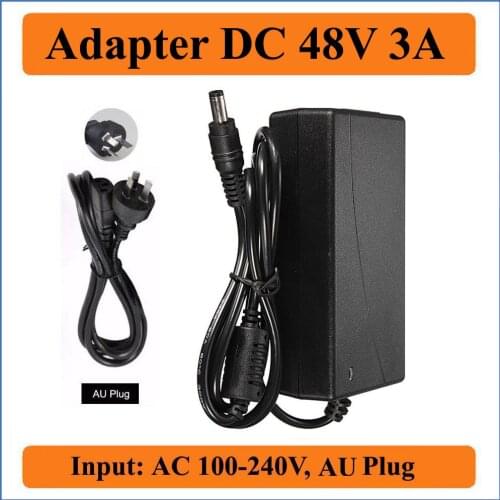 48V 3A AU Plug AC DC Adapter AC100-240V Converter to DC 48V 3000mA Power Supply Charger 5.5mm x 2.1-2.5mm For LED Strips Light