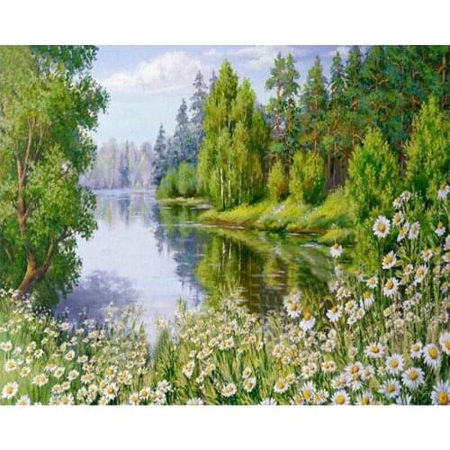 Diamond Embroidery Cross Stitch Flowers Full Square Drill Diamond Painting Landscape 5D DIY Mosaic Rhinestone Picture Crafts Kit