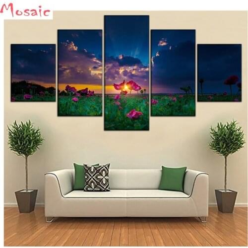 5PCS,diy Diamond painting,The Natural Sunlight flower Diamond embroidery sale,3d Cross stitch,home decorative,custom photo