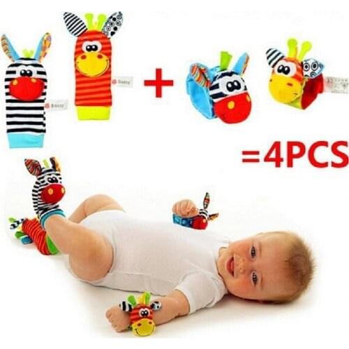 Free shipping Baby Rattle Baby Toys 0-12 Months Sozzy Garden Bug Wrist Rattle and Foot Sock Educational Toys Christmas