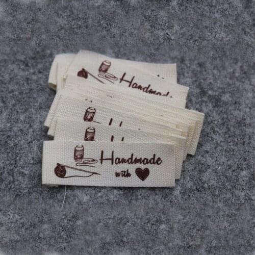 Free shipping 200pcs handicraft label garment printed tag/Retro cotton label/handmade label/clothing printed cotton ribbon