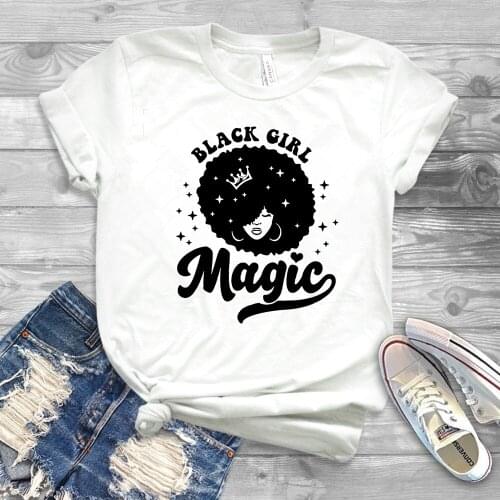Black Girl Magic Shirt Melanin T-Shirt Melanin Poppin Afro Queen Black Pride Shirts Gift for Black Women Plus Size Casual Tops
