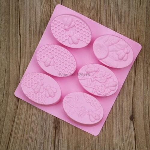 DHL 200pcs Silicone Soap Mold diy Handmade Craft 3d Soap Mold Silicone Rectangular Oval 6 Forms Soap Molds For Soap Making