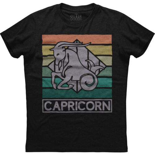 Vintage Design Capricorn Zodiac Sign Birthday Gift T-Shirt. Summer Cotton O-Neck Short Sleeve Mens T Shirt New S-3XL