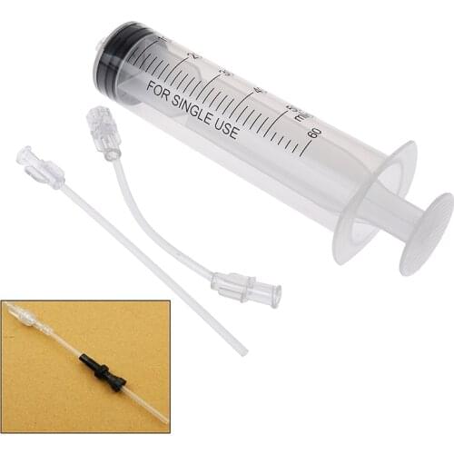 60ml Bicycle Tire Liquid Injection Tool Bike Tubeless Sealant Injector Syringe Rubber Hose Kit For Bicycle