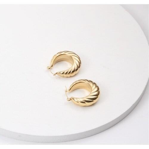 JOOLIM Jewelry PVD Plated Hollow Chunky Hoop Earring Stainless Steel Earring For Women