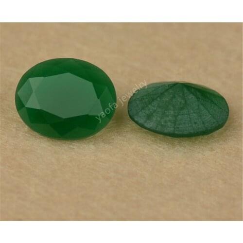 Sale 3x5~13x18mm 5A Malay Jades Green Translucent Color Frosting Bottom Gems Oval Shape Cut Loose Synthetic Glass Stone For DIY