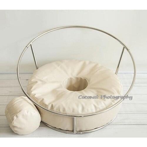 Coconut Newborn Photography Props Baby Flokati Photo Shoot Accessories Basket For Studio Bean Bag(No Filling)+ Nest Round Shelf
