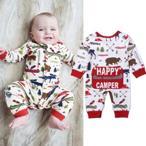 Christmas Newborn Baby Boy Girl Deer Print Romper Jumpsuit Pants Outfits Clothes Size 0-24M